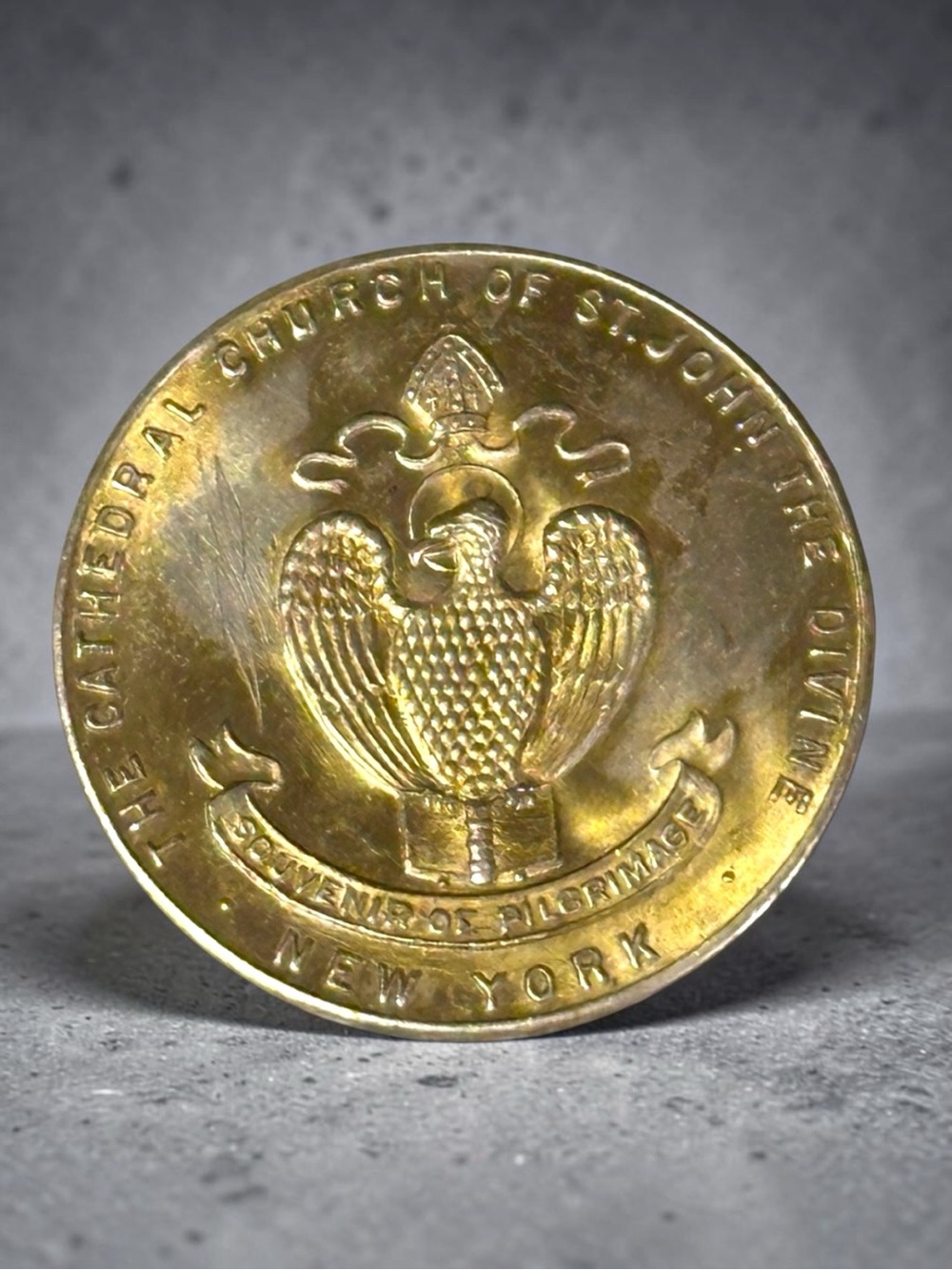 St John Divine Cathedral Coin Gold Plated Token Souvenir Pilgrimage